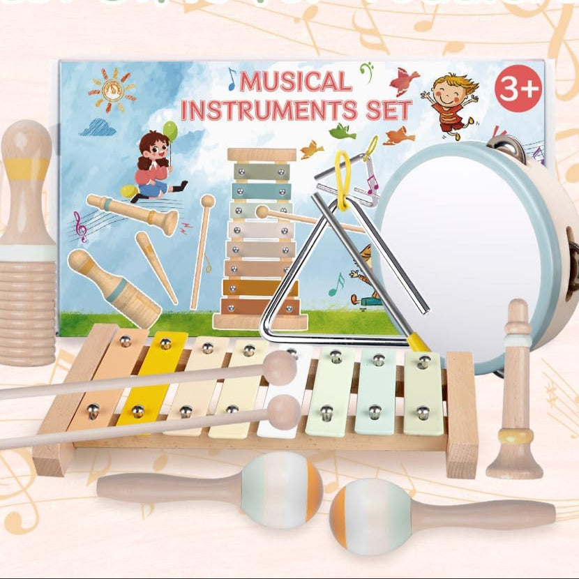 Lunora – Ensemble d’instruments de musique Montessori en bois pour tout-petits 1-3 ans