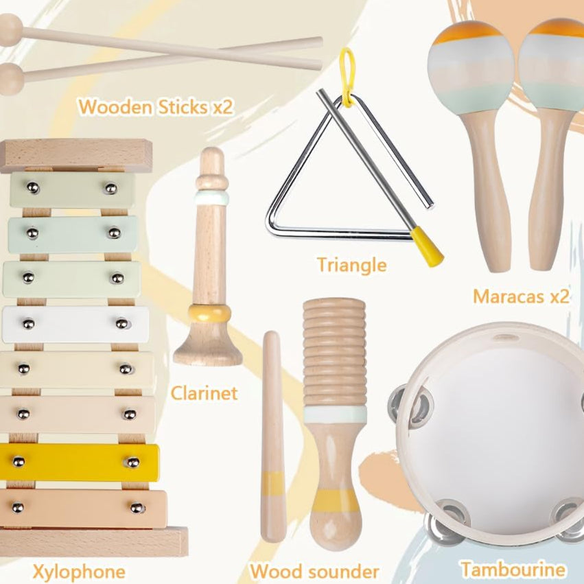 Lunora – Ensemble d’instruments de musique Montessori en bois pour tout-petits 1-3 ans