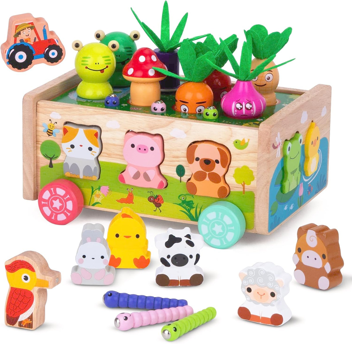Farmilo – Jouet Montessori en bois pour trier les formes et animaux de la ferme (1 à 3 ans)