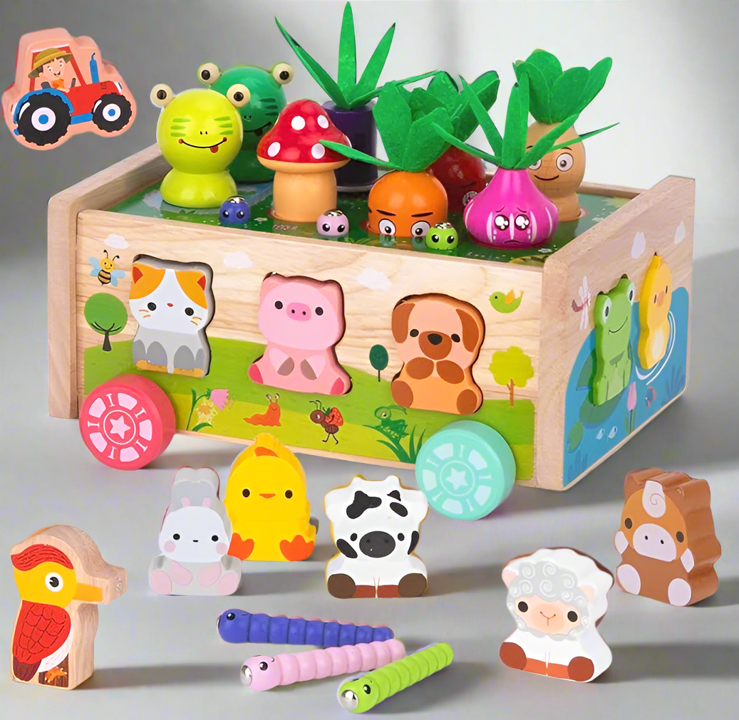 Farmilo – Jouet Montessori en bois pour trier les formes et animaux de la ferme (1 à 3 ans)